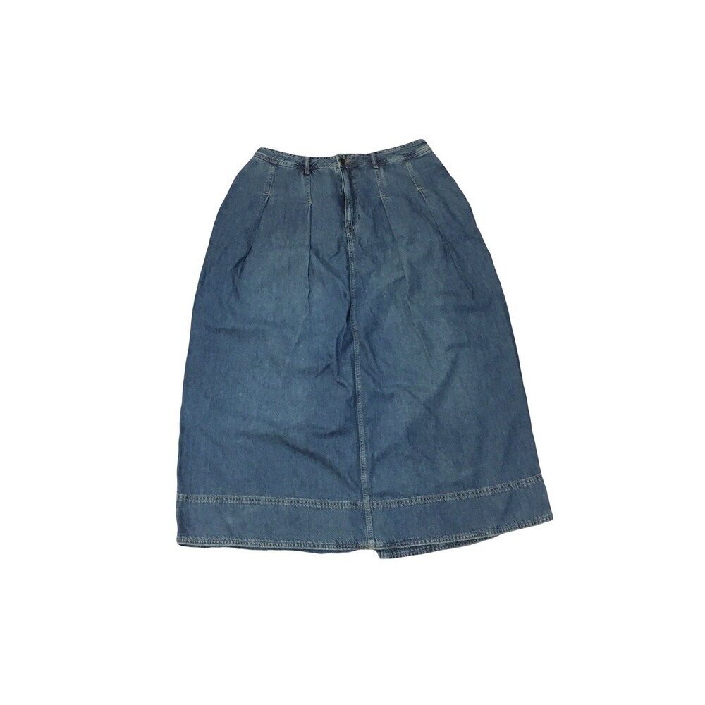 Pilcro sz 10 Maxi Blue Denim Jean Skirt lightweight spring pockets back slit new